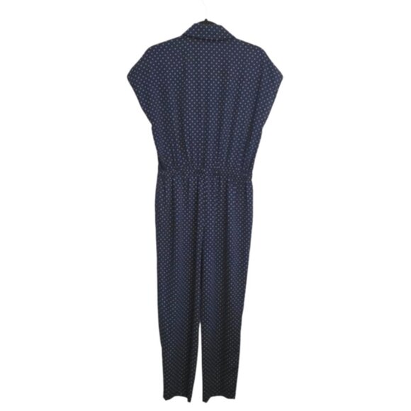J Crew Dark Blue Pin Dot Jumpsuit Size 0 NEW - Picture 8 of 14